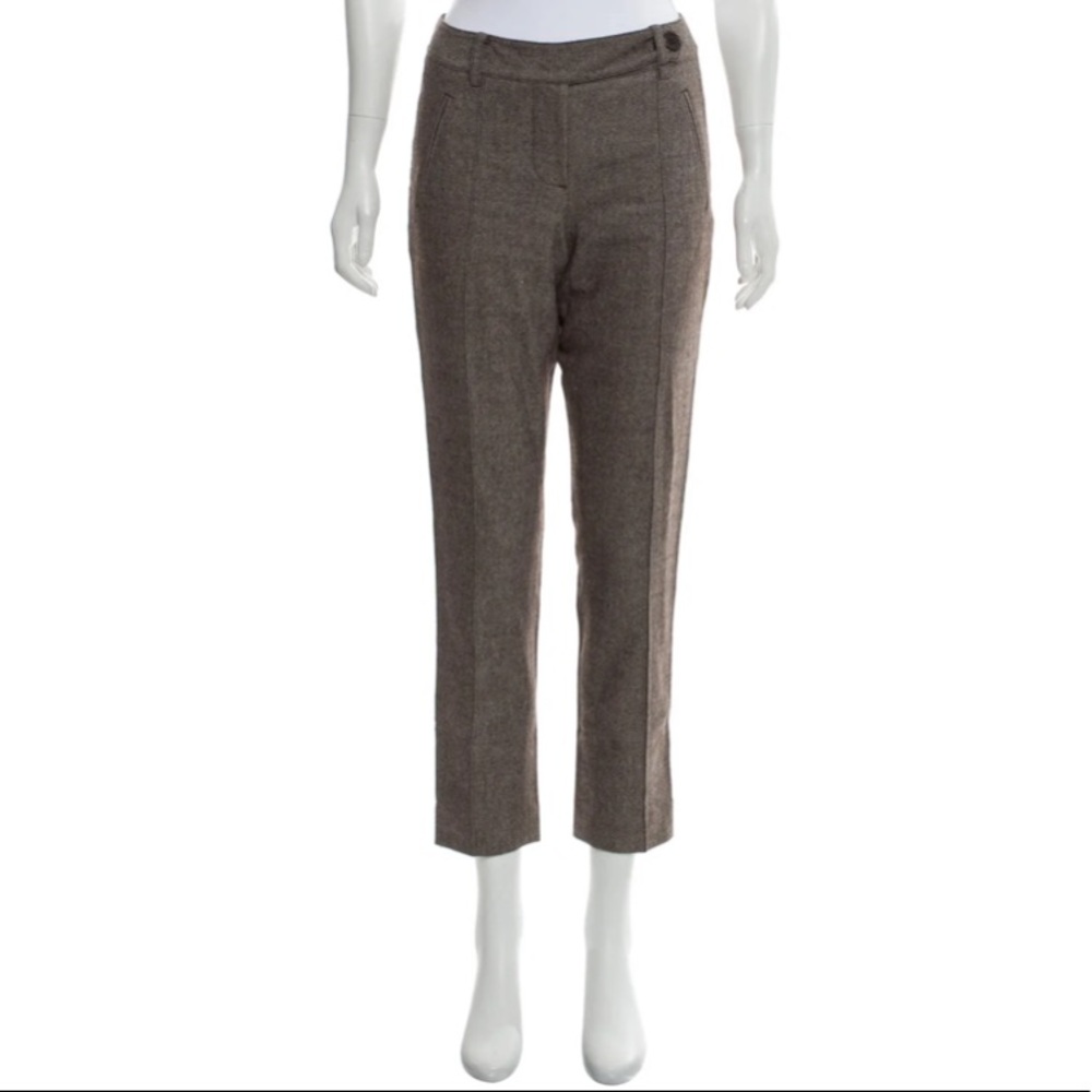 ROBERT RODRIGUEZ Mid-Rise Herringbone Wool Pants 6